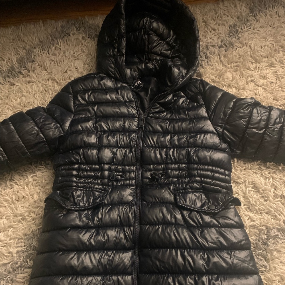 Zara navy blue quilted puffer coat